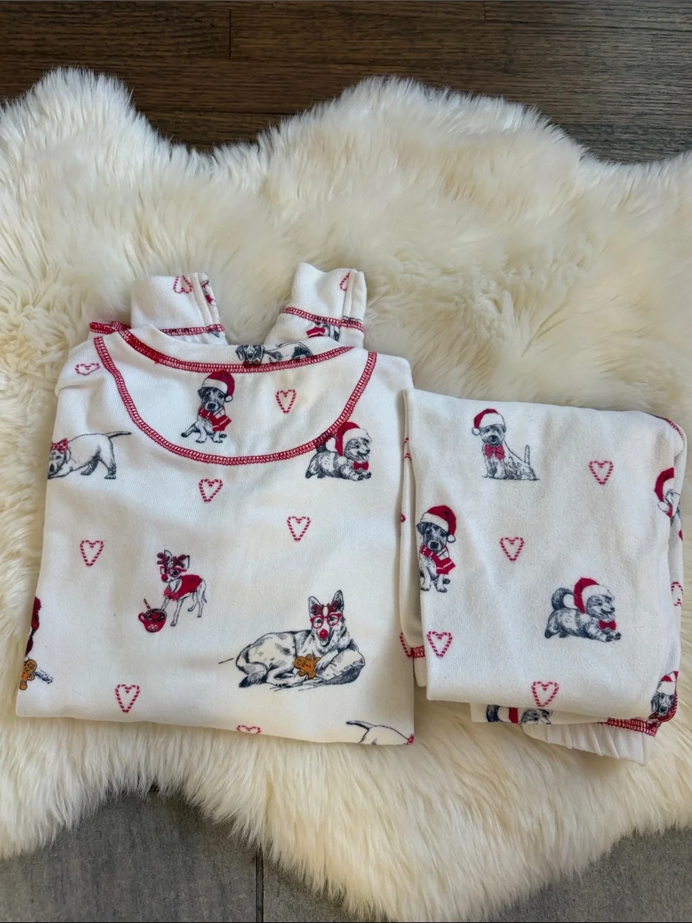 P.J. Salvage Kids White Puppy Print Pajama Set
